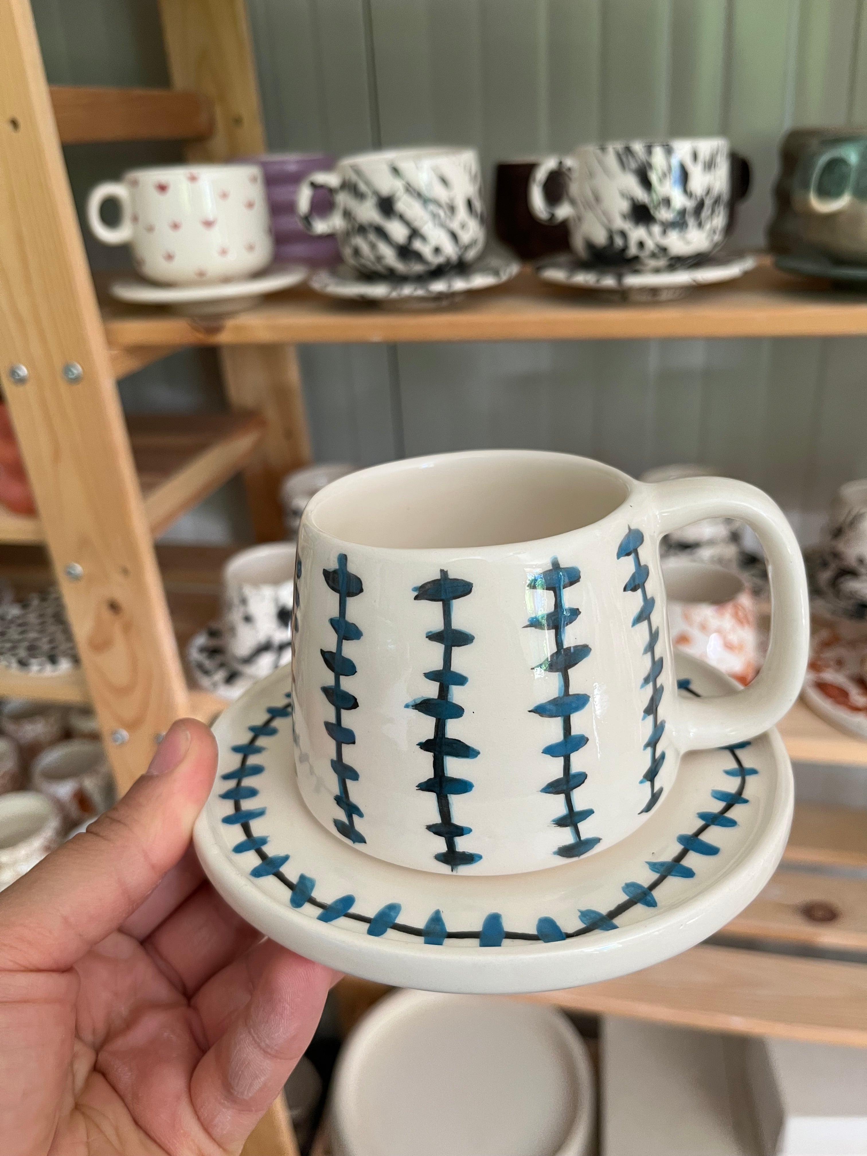 Ocean Thread Mug with plate