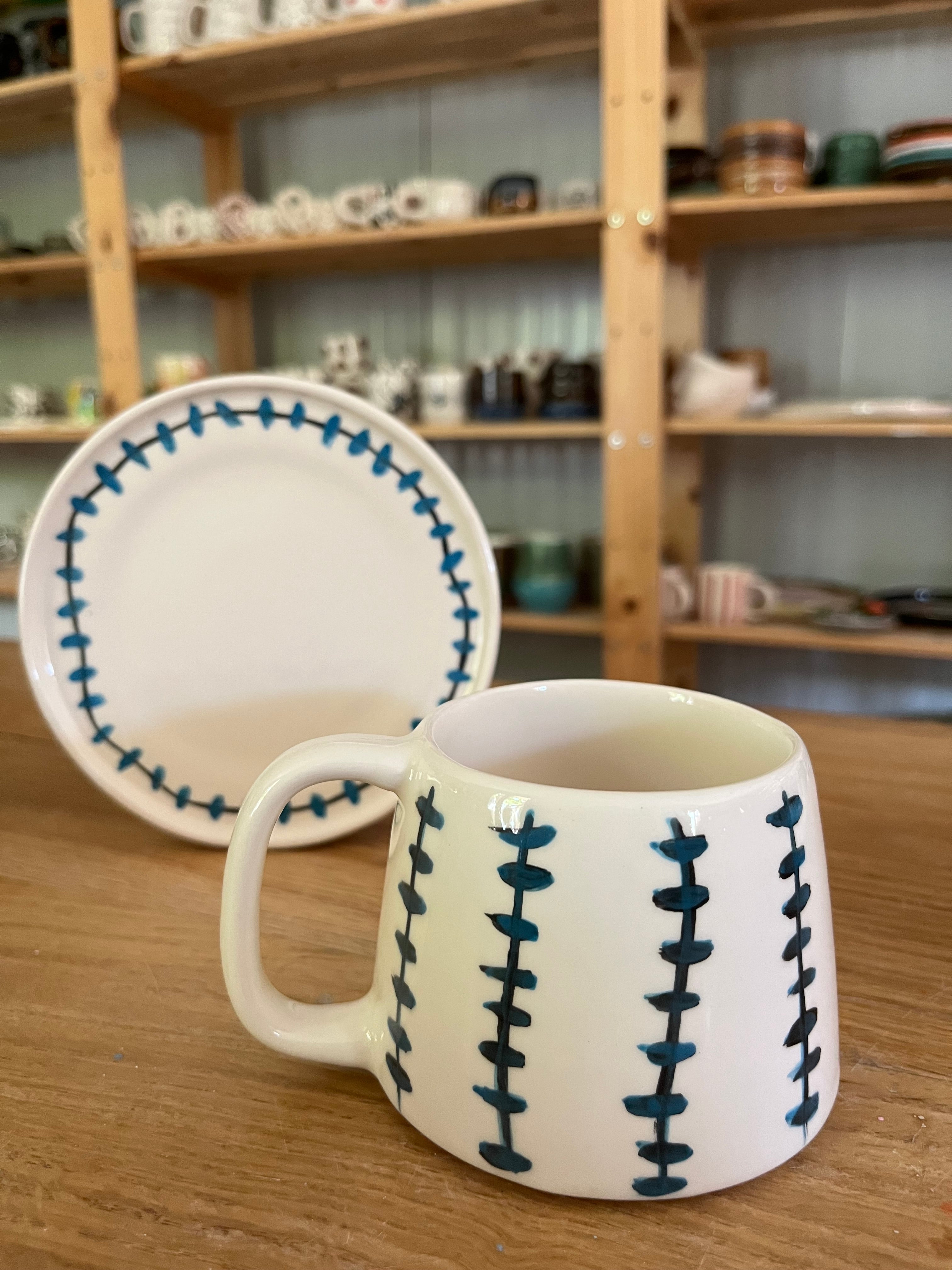 Ocean Thread Mug with plate